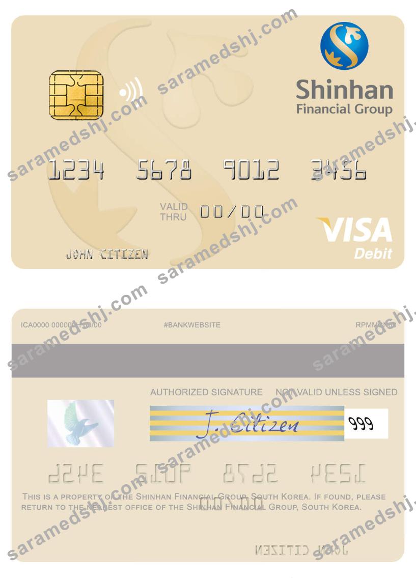South Korea Shinhan Financial Group visa debit card